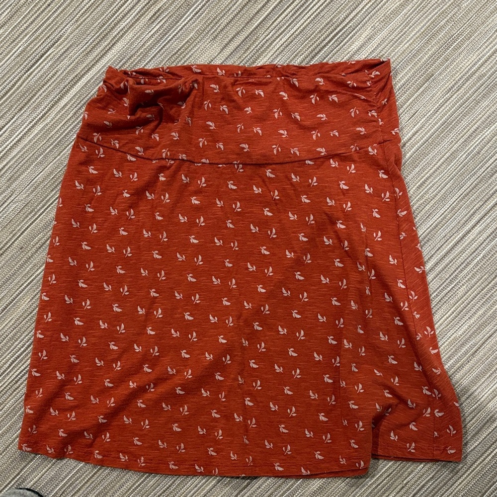 Toad&Co Brick Red Mini Skirt with Cream Accents